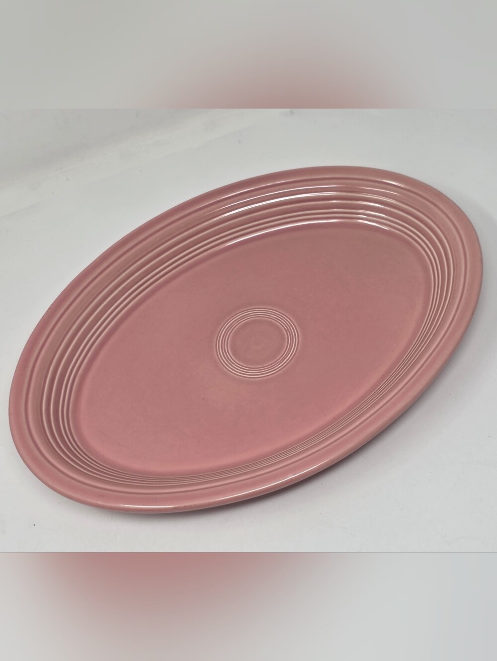 Fiesta 13.5" Oval Serving Platter Retired Color Rose Made in USA Vintage
